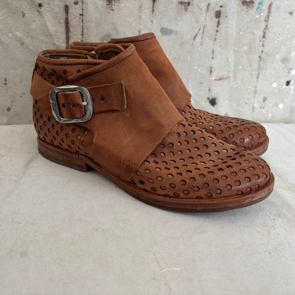 AS98 Zari Zoe Perforated Leather Ankle Boots - Picture 1 of 9
